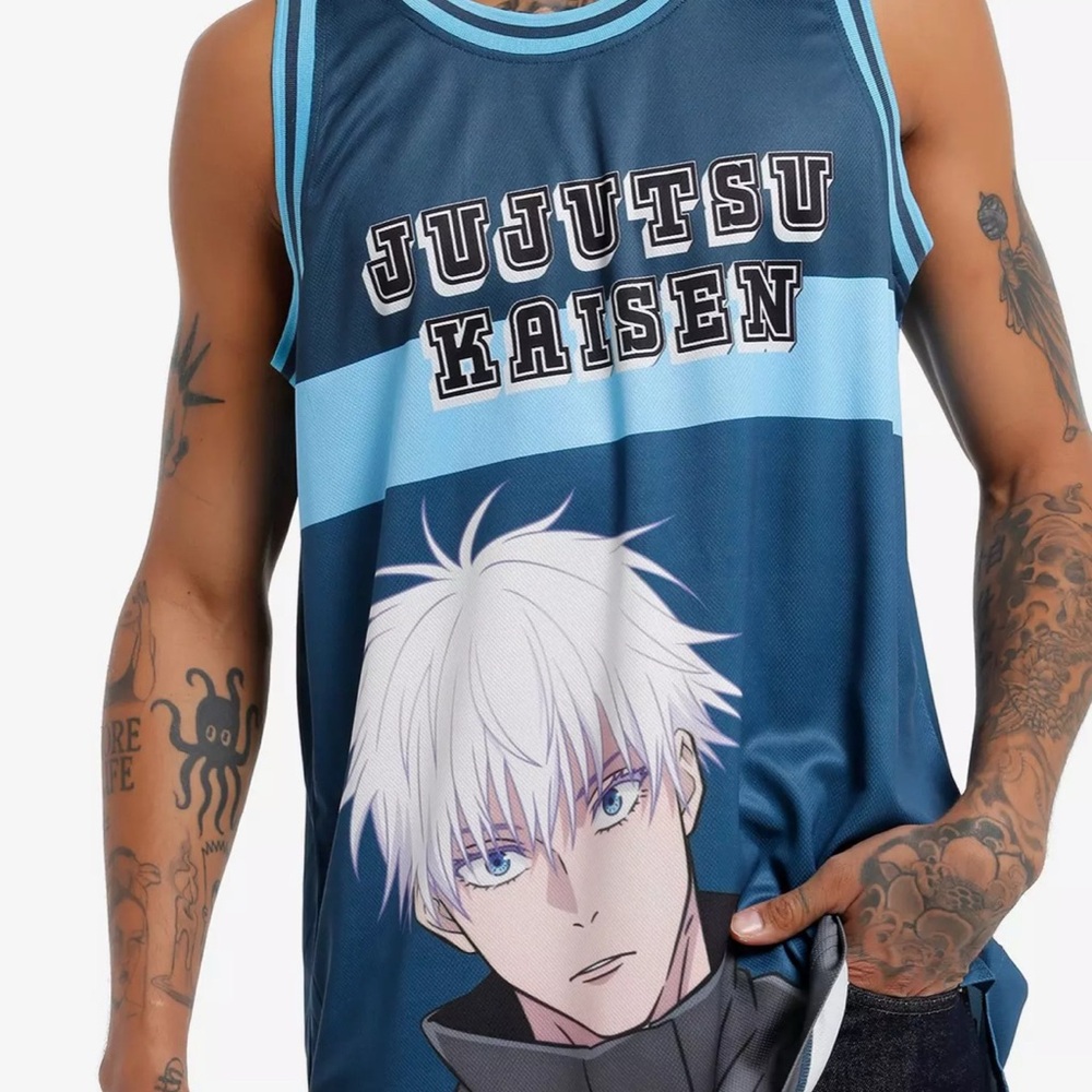 NWT Hot Topic Jujutsu Kaisen Gojo Basketball Jersey Tank Top Mens Size XL